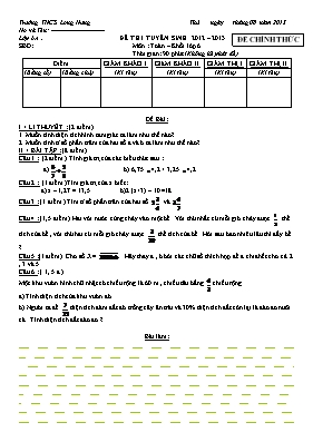 Đề thi tuyển sinh 2012  2013 môn Toán  khối lớp 6 Trường THCS Long Hưng